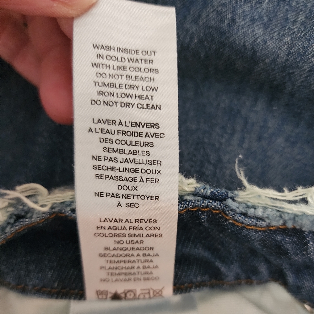 Good American Blue Skinny Jeans Classic Denim Frayed Worn Look Split Back Pocket - Picture 9 of 10